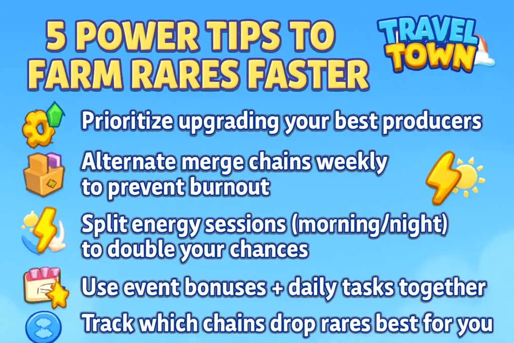 5 Power Tips to Farm Rares Faster in Travel Town