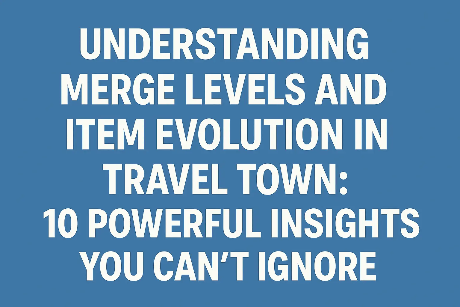 Understanding Merge Levels and Item Evolution in Travel Town: 10 Powerful Insights You Can’t Ignore