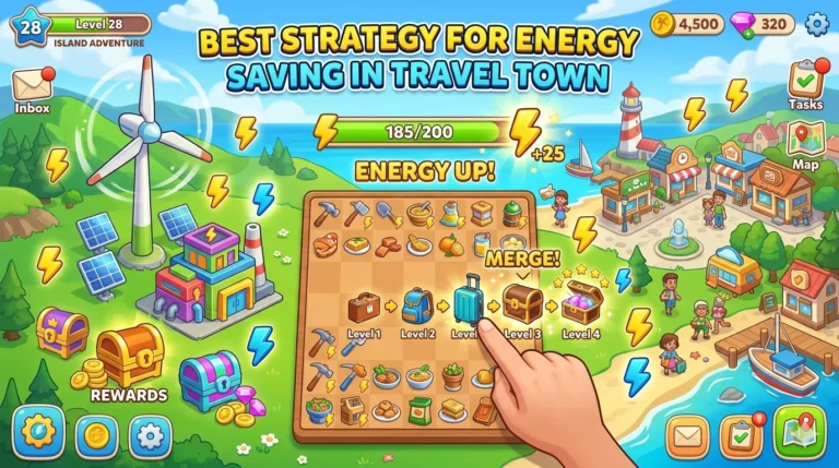 Best Strategy for Energy Saving in Travel Town