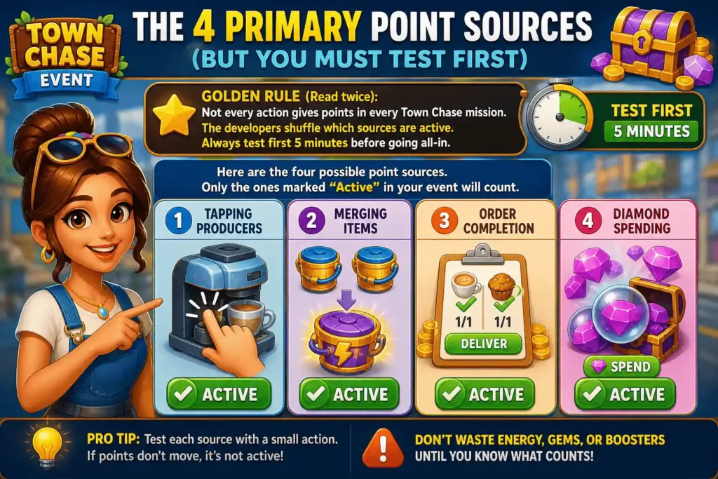 4 Primary Point Sources for Town Chase Event