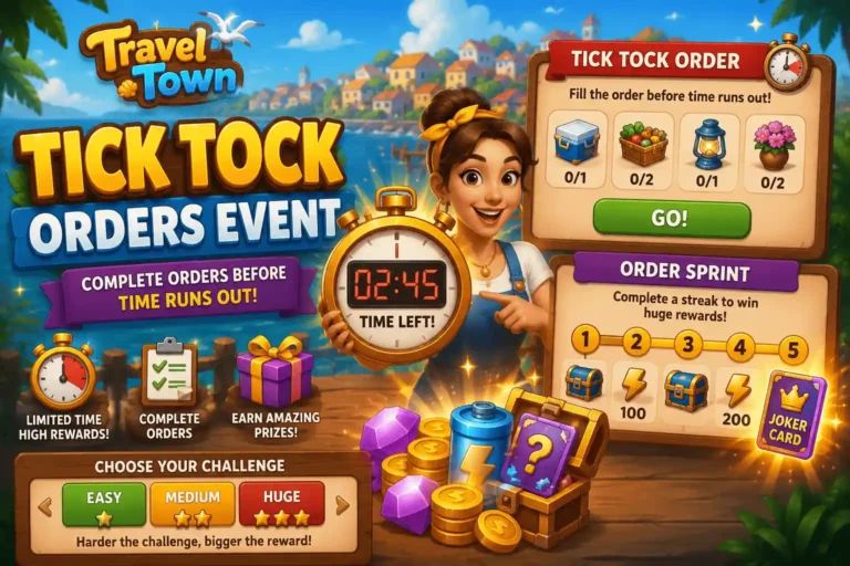Tick Tock Orders Event in Travel Town