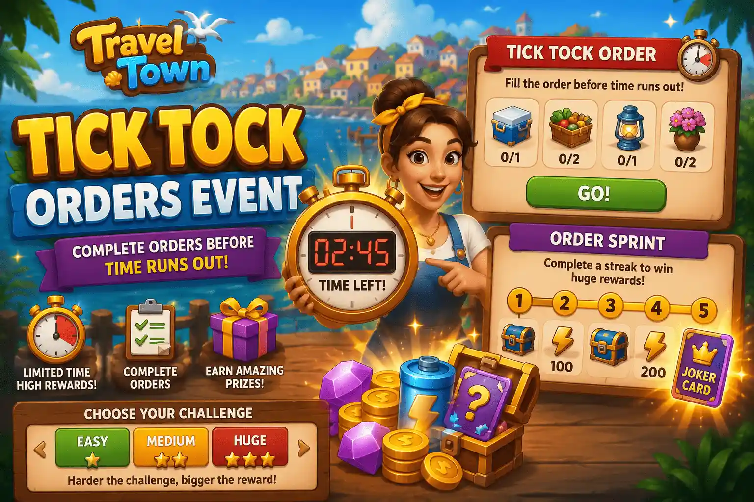 Tick Tock Orders Event in Travel Town