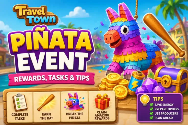 Travel Town Piñata Event; Rewards, Tasks & Tips